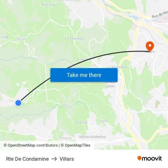 Rte De Condamine to Villars map