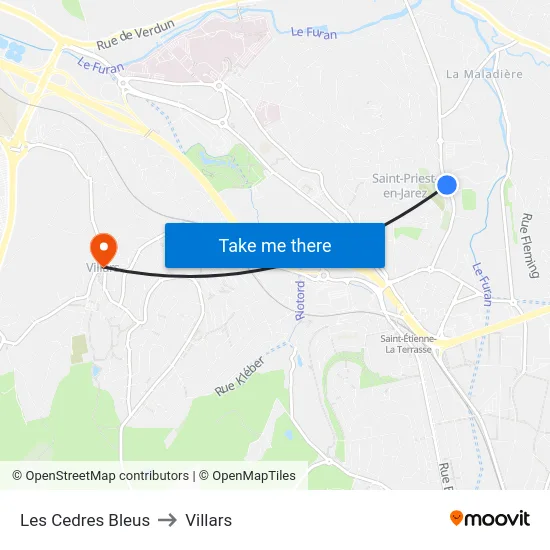 Les Cedres Bleus to Villars map
