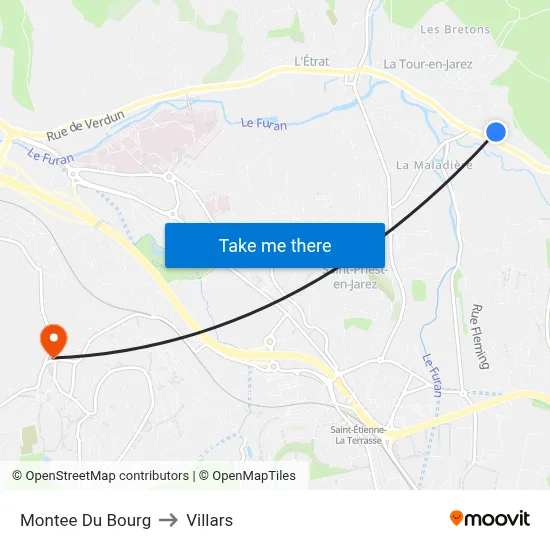 Montee Du Bourg to Villars map