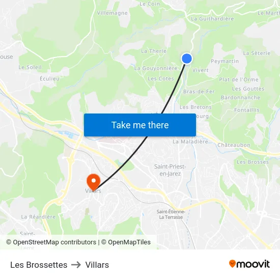 Les Brossettes to Villars map
