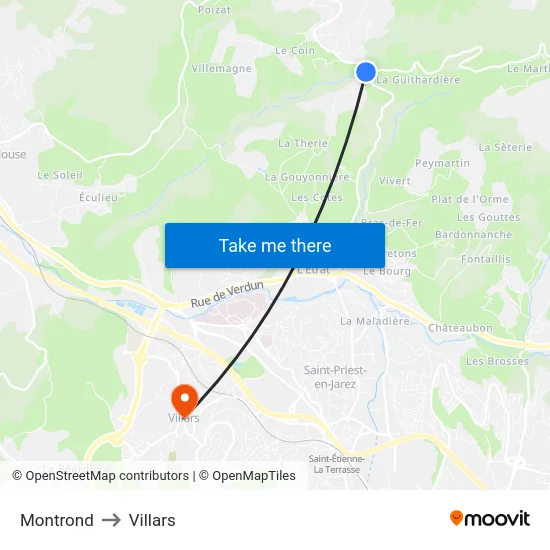Montrond to Villars map