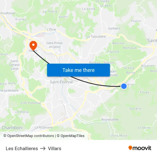 Les Echallieres to Villars map