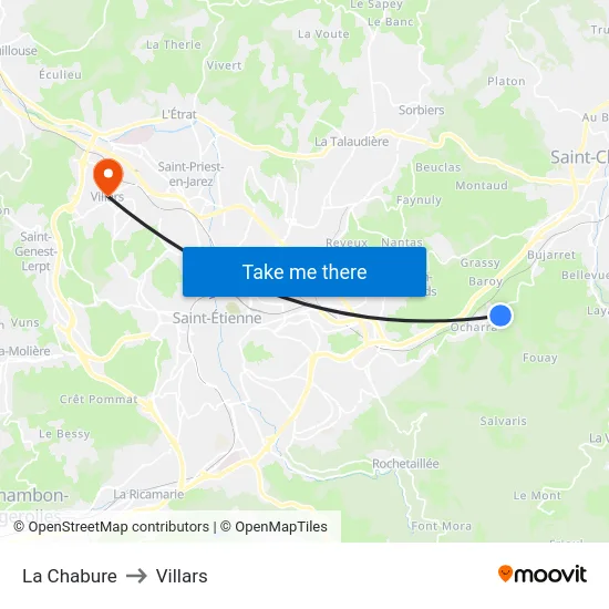 La Chabure to Villars map