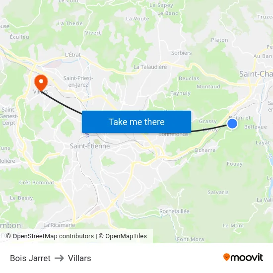 Bois Jarret to Villars map