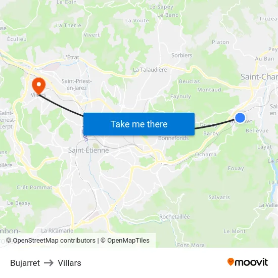 Bujarret to Villars map