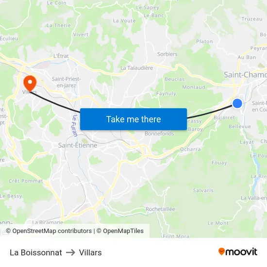 La Boissonnat to Villars map