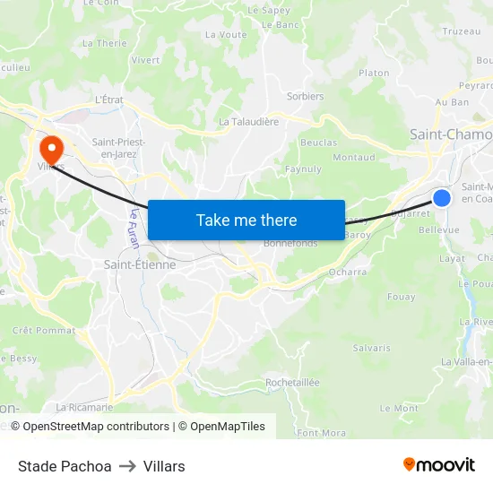 Stade Pachoa to Villars map
