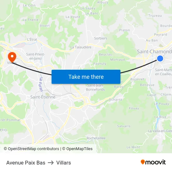 Avenue Paix Bas to Villars map