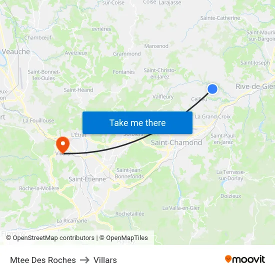 Mtee Des Roches to Villars map