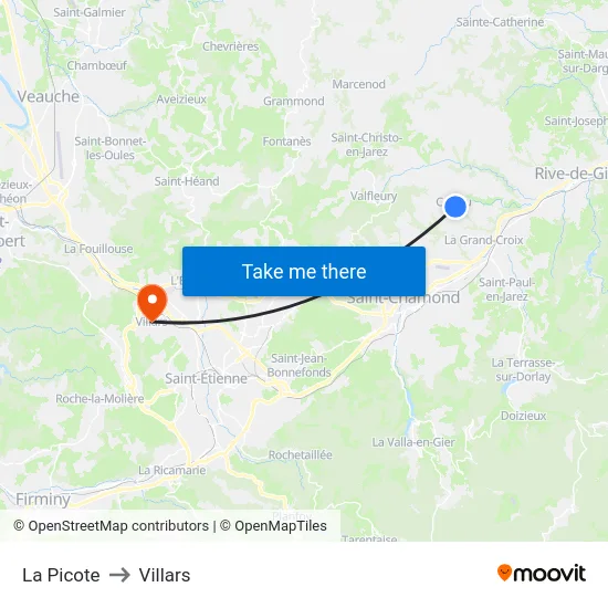 La Picote to Villars map