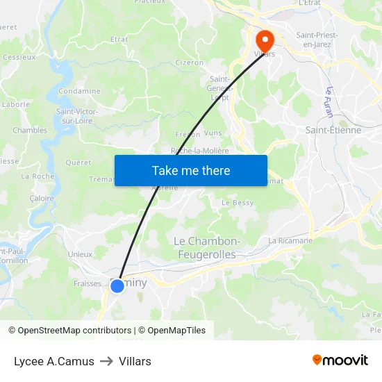 Lycee A.Camus to Villars map