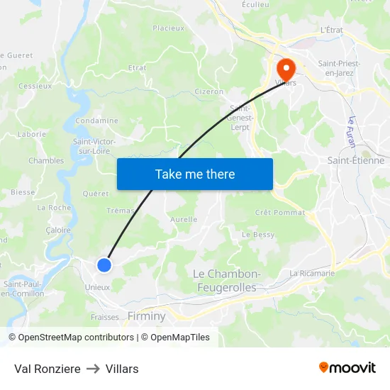 Val Ronziere to Villars map