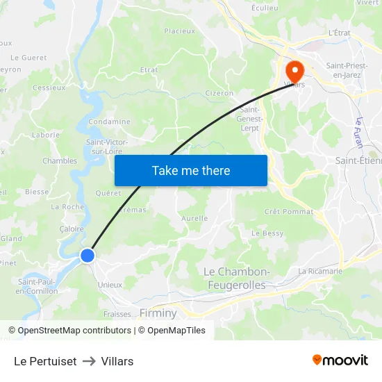 Le Pertuiset to Villars map