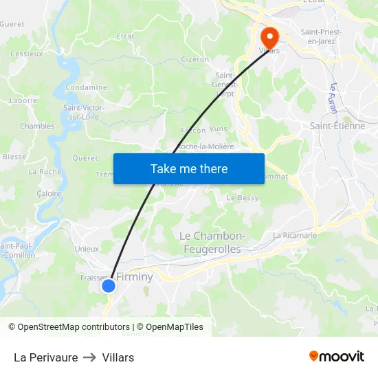 La Perivaure to Villars map