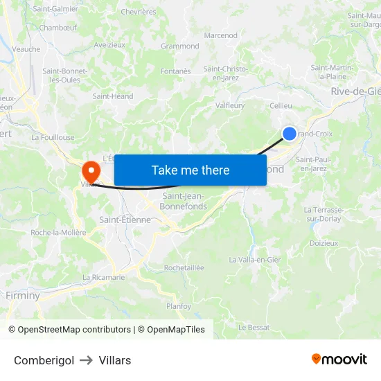 Comberigol to Villars map