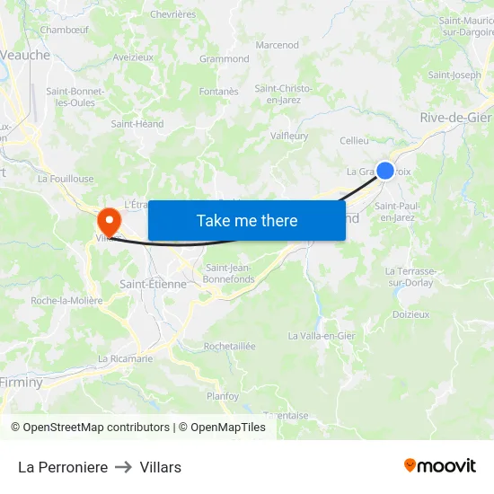 La Perroniere to Villars map