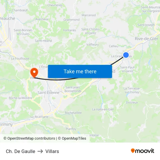 Ch. De Gaulle to Villars map