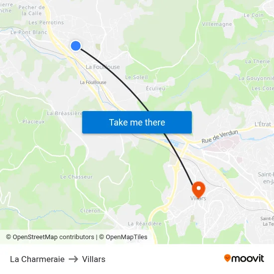 La Charmeraie to Villars map
