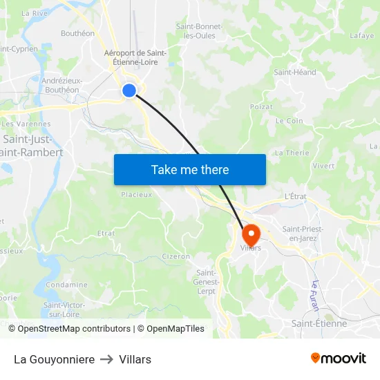 La Gouyonniere to Villars map