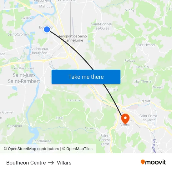 Boutheon Centre to Villars map