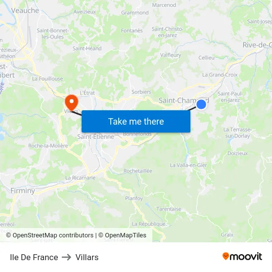 Ile De France to Villars map