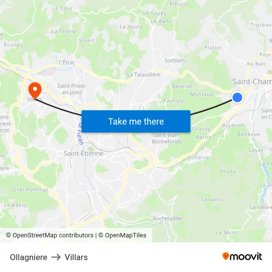 Ollagniere to Villars map