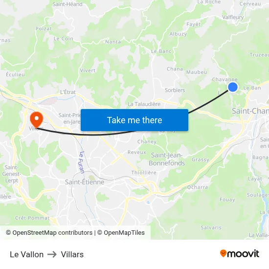 Le Vallon to Villars map