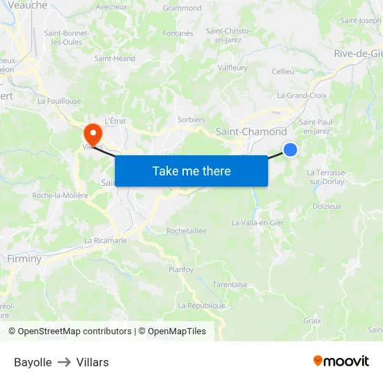Bayolle to Villars map