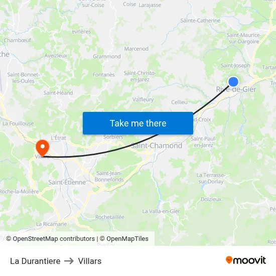 La Durantiere to Villars map