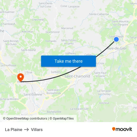 La Plaine to Villars map