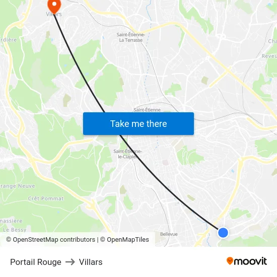 Portail Rouge to Villars map