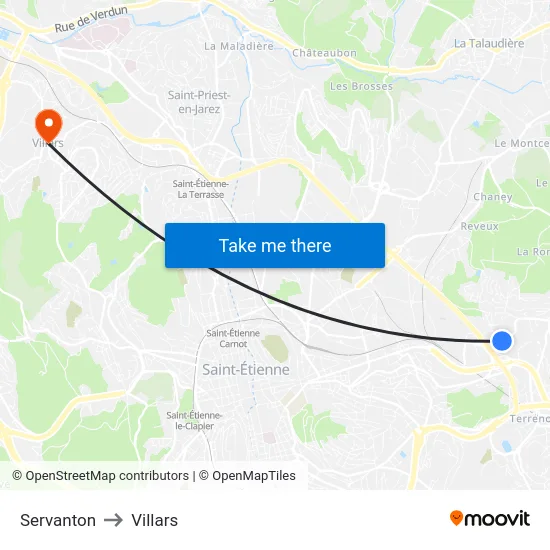 Servanton to Villars map