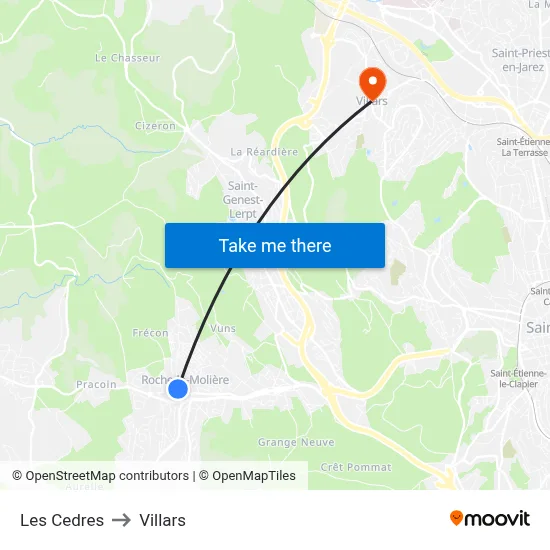 Les Cedres to Villars map