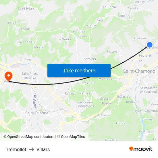 Tremollet to Villars map