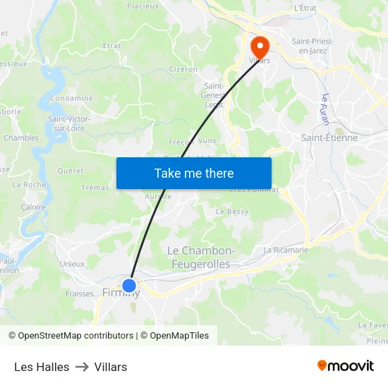 Les Halles to Villars map