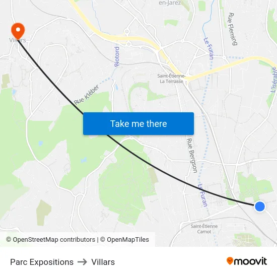 Parc Expositions to Villars map