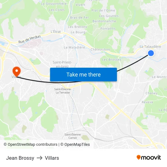 Jean Brossy to Villars map