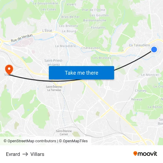 Evrard to Villars map