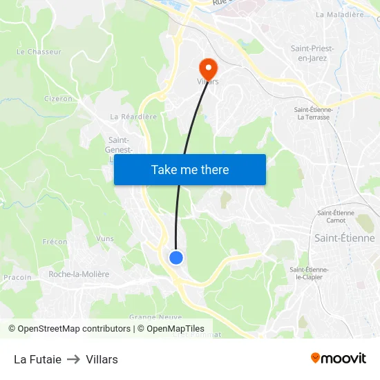 La Futaie to Villars map