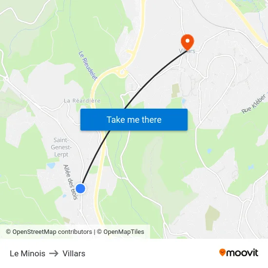 Le Minois to Villars map
