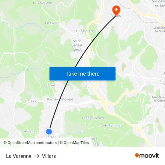 La Varenne to Villars map