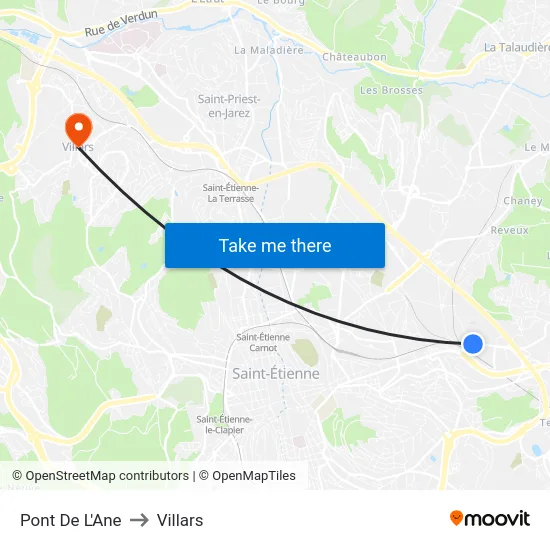 Pont De L'Ane to Villars map