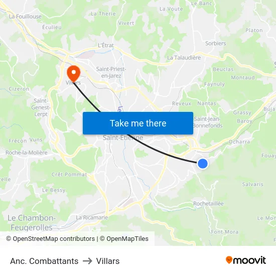 Anc. Combattants to Villars map