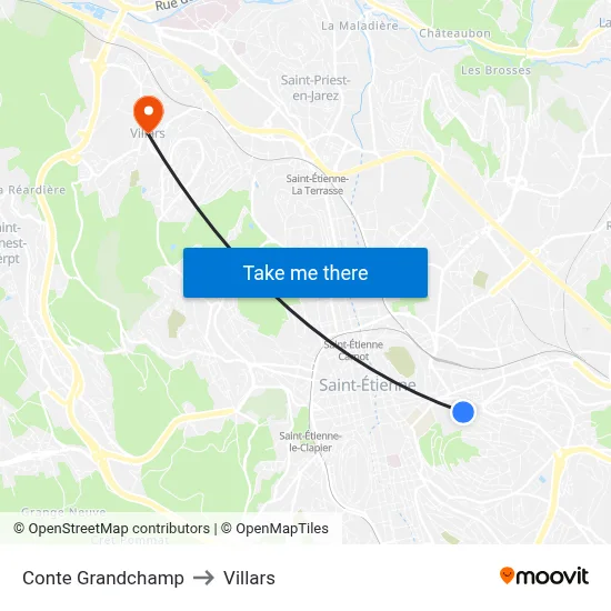 Conte Grandchamp to Villars map