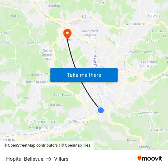 Hopital Bellevue to Villars map