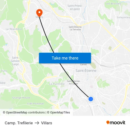 Camp. Trefilerie to Villars map