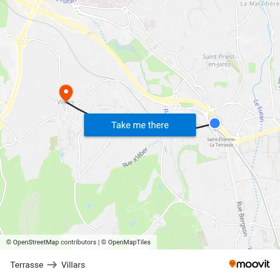 Terrasse to Villars map