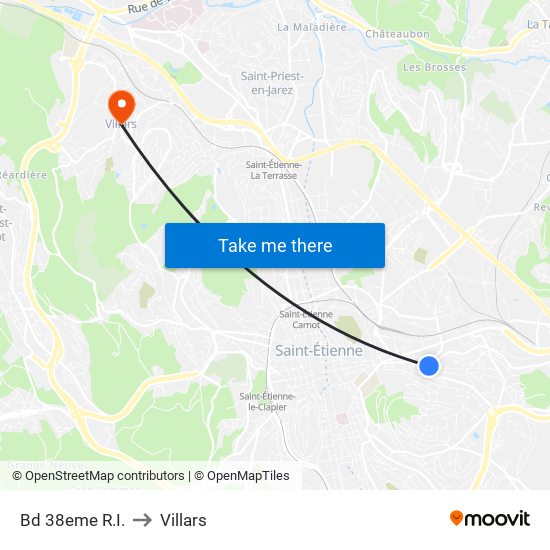 Bd 38eme R.I. to Villars map