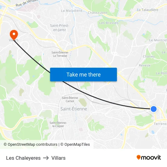 Les Chaleyeres to Villars map