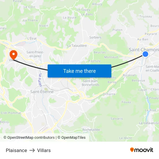 Plaisance to Villars map